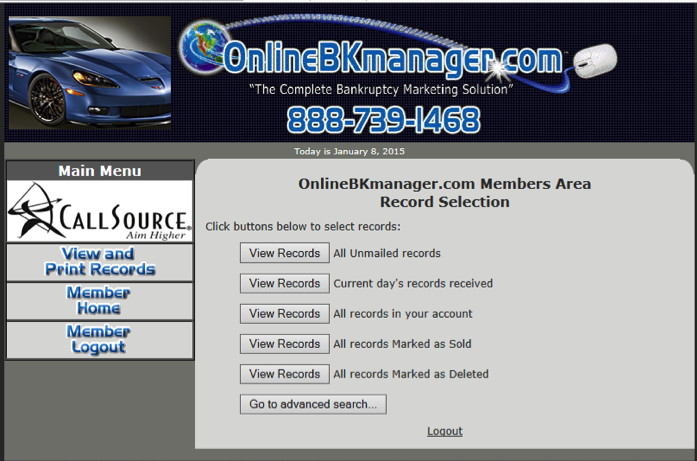 Select BK records to print